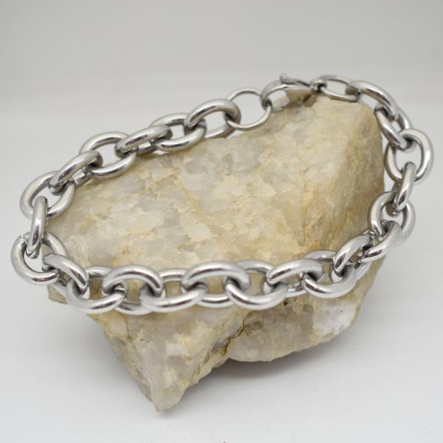 Large Oval Link Chunky Stainless Steel Bracelet